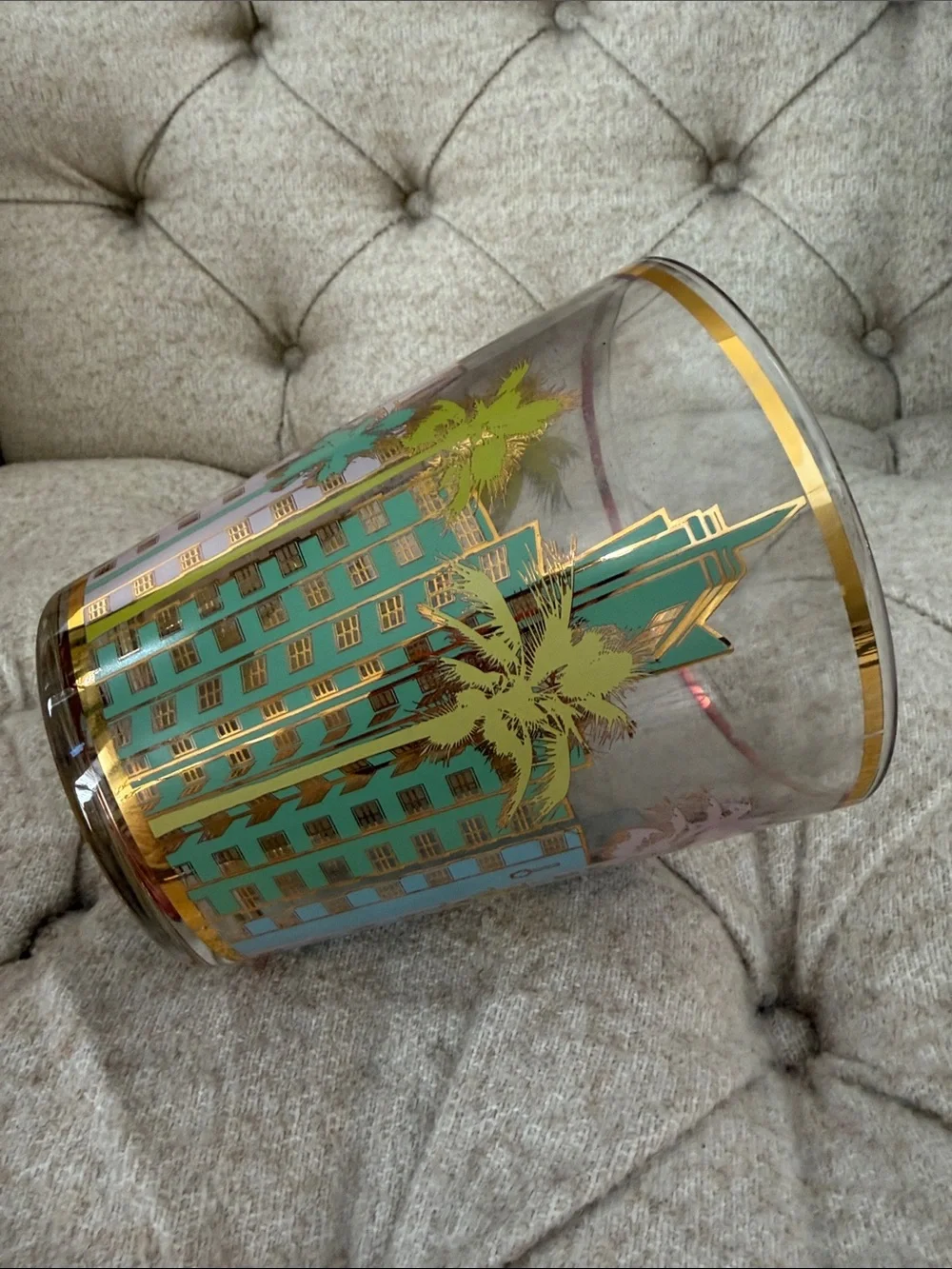 Baobab Collection Pink, Gold & Blue Miami Glass Candle Holder